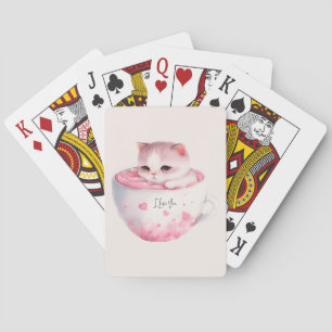 Jeu De Cartes Chat Chibi Rose Kawaii Avec Une Mignonne Couronne