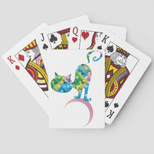 Jeu De Cartes Chat Coloré Sur Crescent Moon Jouer Des Cartes