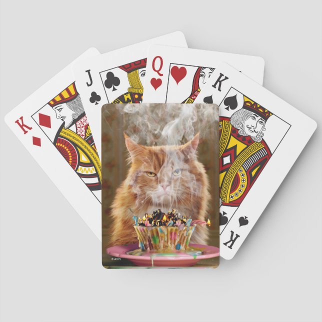 Jeu De Cartes Chat Cranky Drôle Avec Cupcake D'Anniversaire Fond (dos)