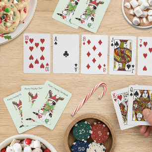 Jeu De Cartes Chat de Noël calicot vert festif et drôle