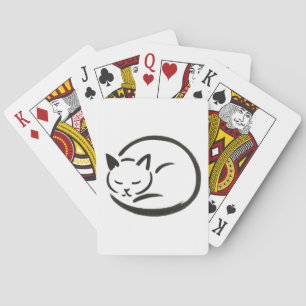 Jeu De Cartes Chat endormi minimaliste – Pinceau d'encre sur cah