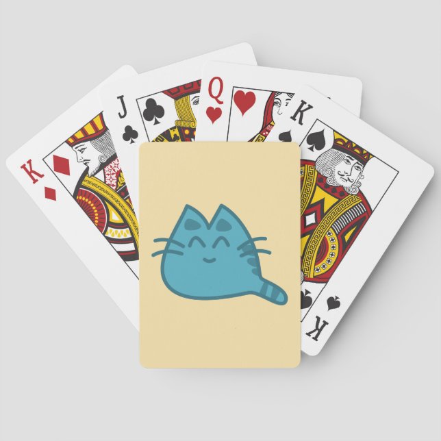 Jeu De Cartes Chat Kitty souriant bleu (dos)