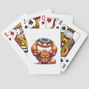 Jeu De Cartes Chat Musclé qui Soulève un Beignet