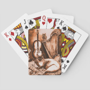 Jeu De Cartes CHAT MUSICAL Sépia Brown et blanc