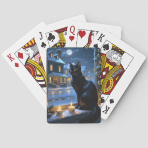 Jeu De Cartes Chat Noir Avec Lumières de Noël Férié