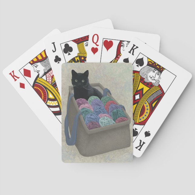 Jeu De Cartes Chat noir dans un sac en fil (dos)