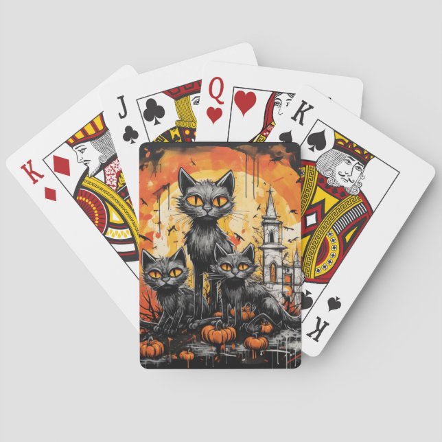 Jeu De Cartes Chat noir éffrayant Halloween (dos)