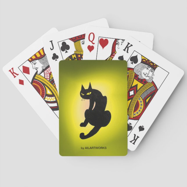 Jeu De Cartes CHAT NOIR jaune (dos)