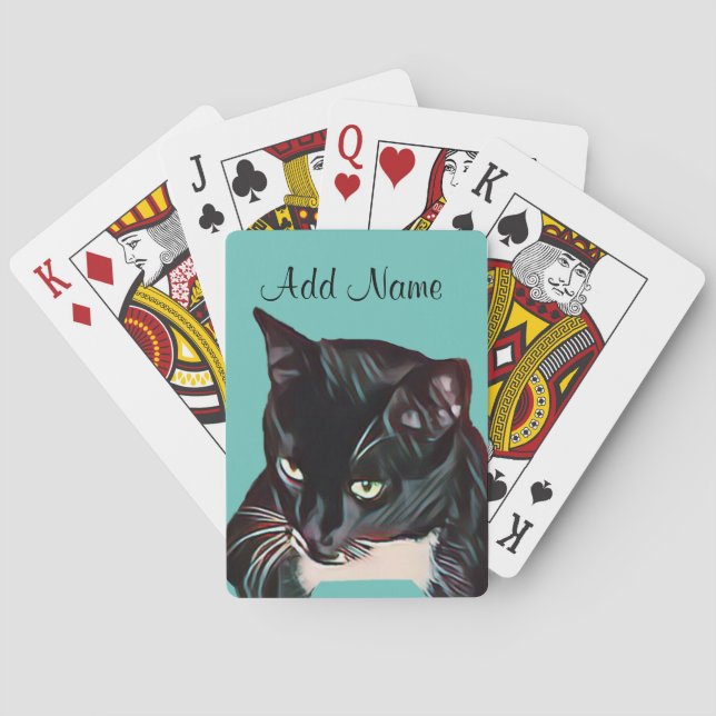 Jeu De Cartes Chat noir mignon personnalisé (dos)