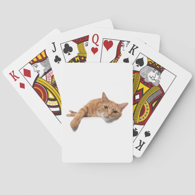 Jeu De Cartes Chat Orange Posé En Bas (dos)