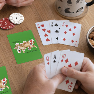 Jeu De Cartes Chat tigré orange drôle jouant aux cartes solitair