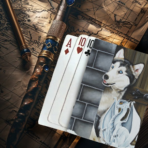 Jeu De Cartes Château Dragon Fantaisiste de l'Hiver avec Chien H