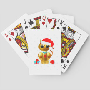 Jeu De Cartes chaton de dessin animé doré de Noël