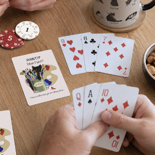 Jeu De Cartes Chaton noir Pinceau Pot en Verre Artiste Chat Rose