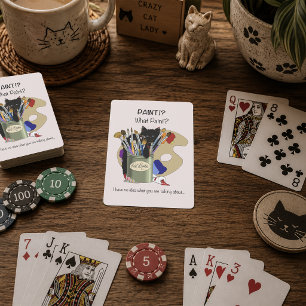 Jeu De Cartes Chaton noir Pinceau Pot en Verre Artiste Chat Rose