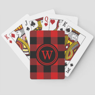 Jeu De Cartes Chèque de Buffle Noir Rouge Plaid 1IR#2