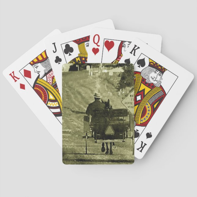 Jeu De Cartes Cheval et Buggy Sepia Grunge (dos)