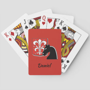 Jeu De Cartes Chevalier rouge et noir médiéval et bouclier
