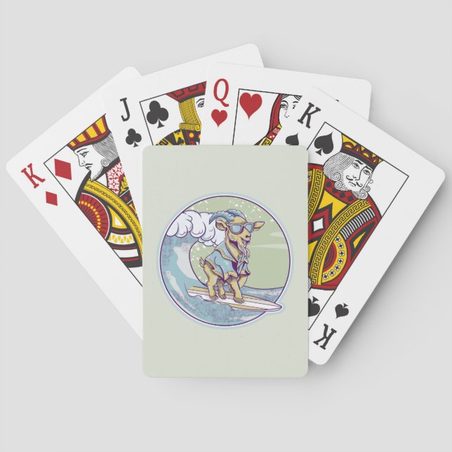 Jeu De Cartes Chèvre de dessin sur une planche de surf (dos)