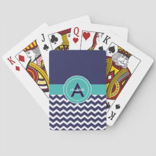 Jeu De Cartes Chevron turquoise bleu-foncé