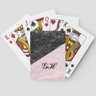 Jeu De Cartes Chic Elegant noir marbre rose Monogramme