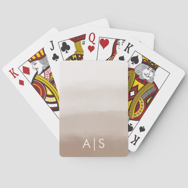 Jeu De Cartes Chic Monogramme Aquarelle Champignon Brown Ombre (dos)