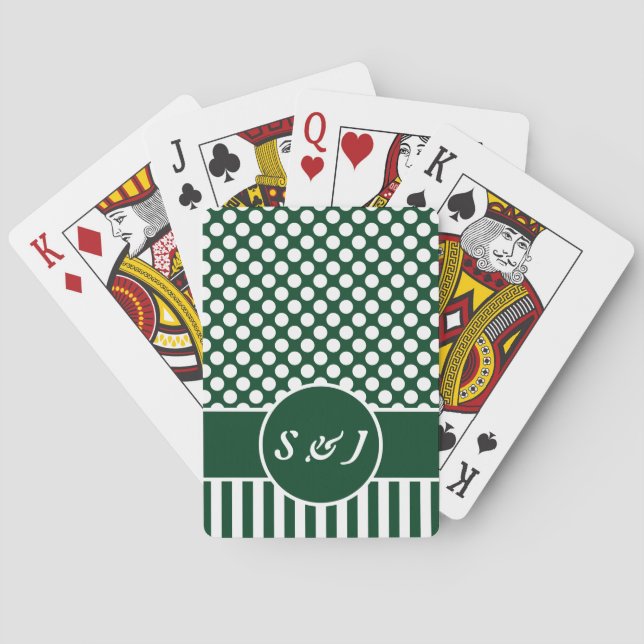 Jeu De Cartes Chic Monogramme Green Polka Dot (dos)