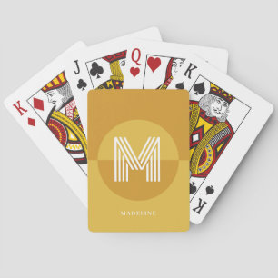 Jeu De Cartes Chic moutarde jaune géométrique Monogramme moderne
