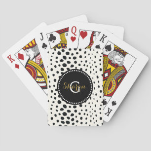 Jeu De Cartes Chic noir blanc cheetah imprimer motif monogramme