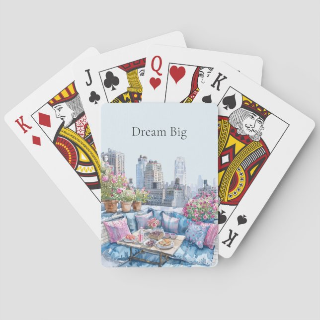 Jeu De Cartes Chic Pink Blue Summer City View (dos)