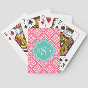 Jeu De Cartes Chic pink girly greek patterns monogram