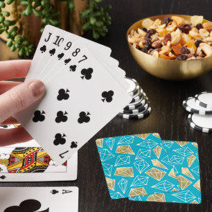 Jeu De Cartes Chic Turquoise Aqua Blue Gold Diamonds