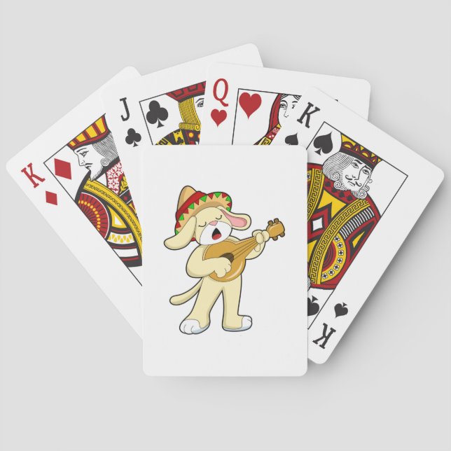 Jeu De Cartes Chien à la musique avec guitare (dos)