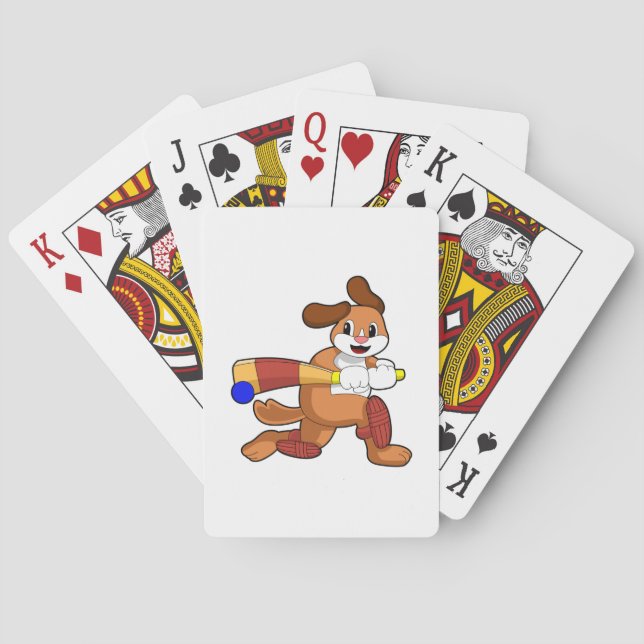 Jeu De Cartes Chien au cricket avec batte de cricket (dos)