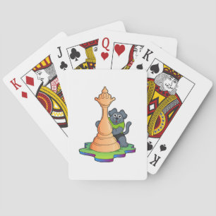 Jeu De Cartes Chien aux échecs avec pièce d'échecs Queen