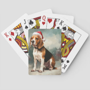 Jeu De Cartes Chien beagle à Noël de neige
