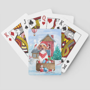Jeu De Cartes Chien beagle dans la neige Maison de Chien de Noël