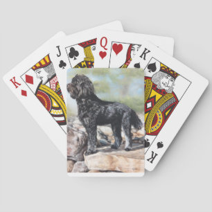 Jeu De Cartes Chien Bernadoodle debout sur des rochers