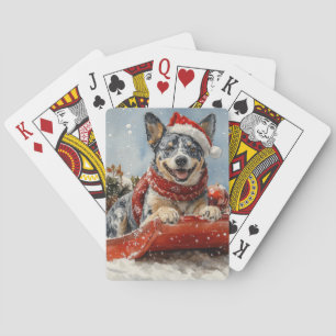 Jeu De Cartes Chien Blue Heeler en Traîneau Laissez-le Neiger No