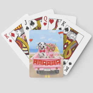 Jeu De Cartes Chien dalmate Saint Valentin Coeurs de Camion