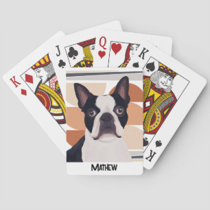 Jeu De Cartes Chien de Boston Terrier - Orange Géométrique
