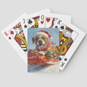 Jeu De Cartes Chien de boxe dans la corniche laissez-le neiger N