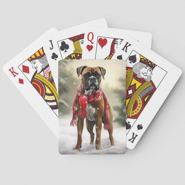 Jeu De Cartes Chien de boxe en Noël de neige (dos)