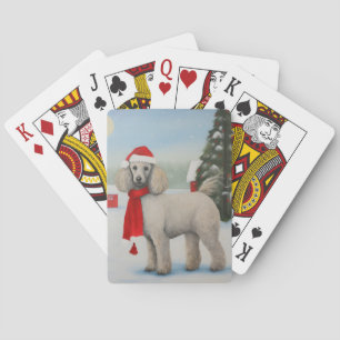 Jeu De Cartes Chien de caniche à Noël de neige