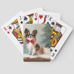 Jeu De Cartes Chien de Papillon à Noël de neige