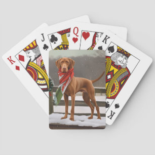 Jeu De Cartes Chien de Vizsla à Noël de neige