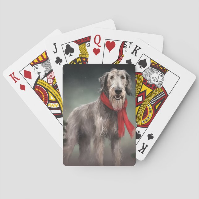 Jeu De Cartes Chien de Wolfhound à Noël de neige (dos)