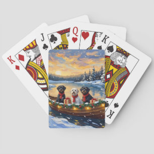 Jeu De Cartes Chien d'eau portugais Noël Bateau Fêtes