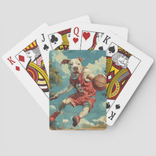 Jeu De Cartes Chien du Staffordshire américain jouant au basket-