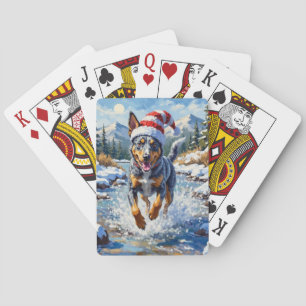 Jeu De Cartes Chien énergique Blue Heeler Ruisseau d'hiver Noël